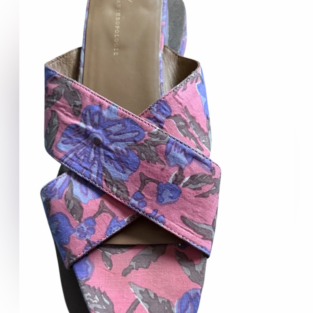 Anthropologie Willa Slide Sandals - pink and purple slip on, size 10 - Picture 6 of 10